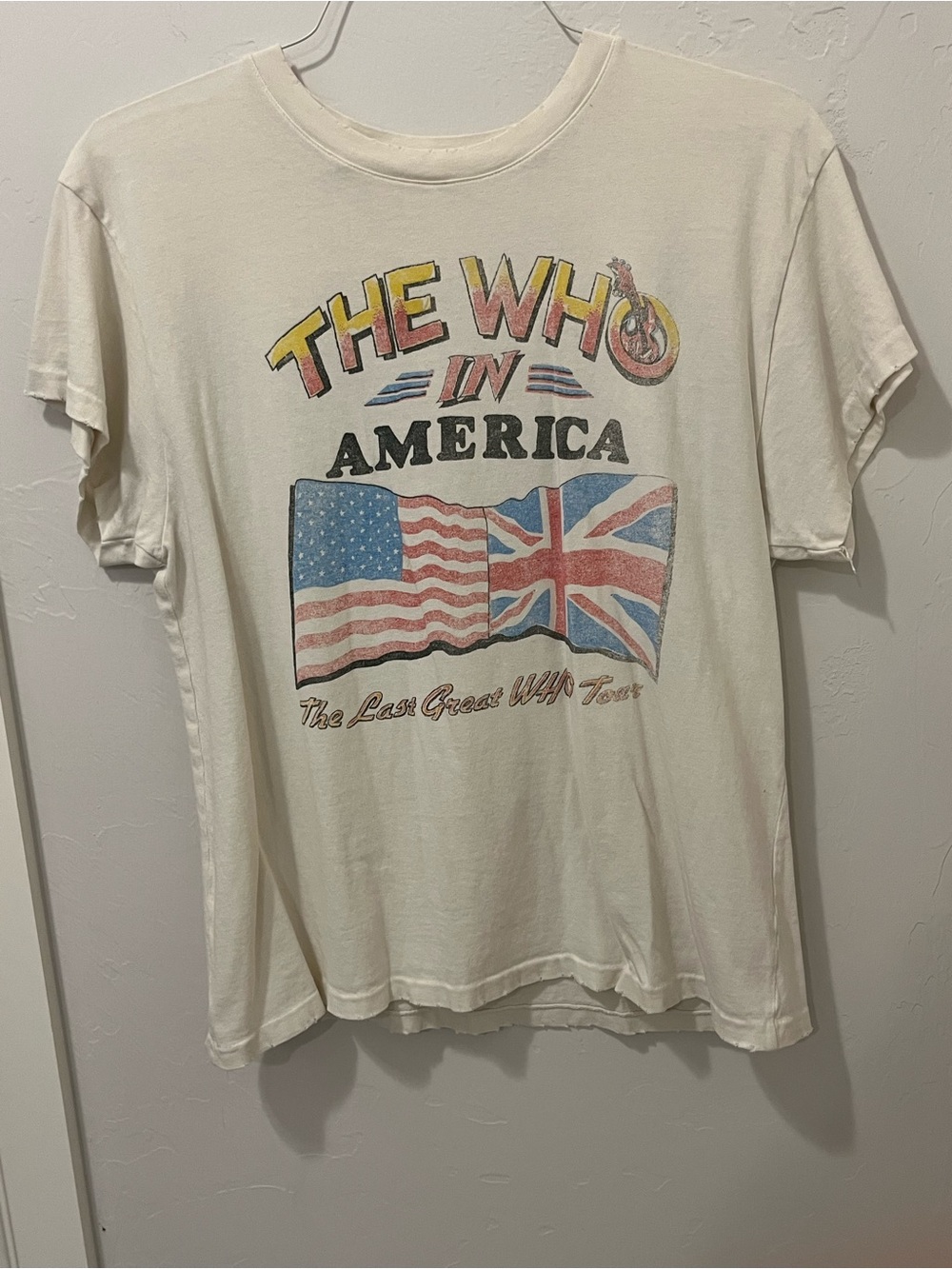 Vintage The Who In America Short Sleeve Tee - Cream, Red, Blue